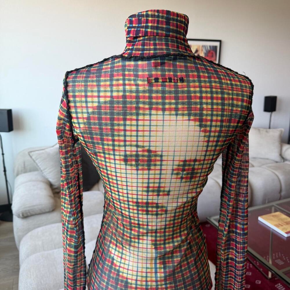 Jean Paul Gaultier Femme AW2001 Marlene Dietrich Print Power Net Turtleneck Top - Picture 5 of 8